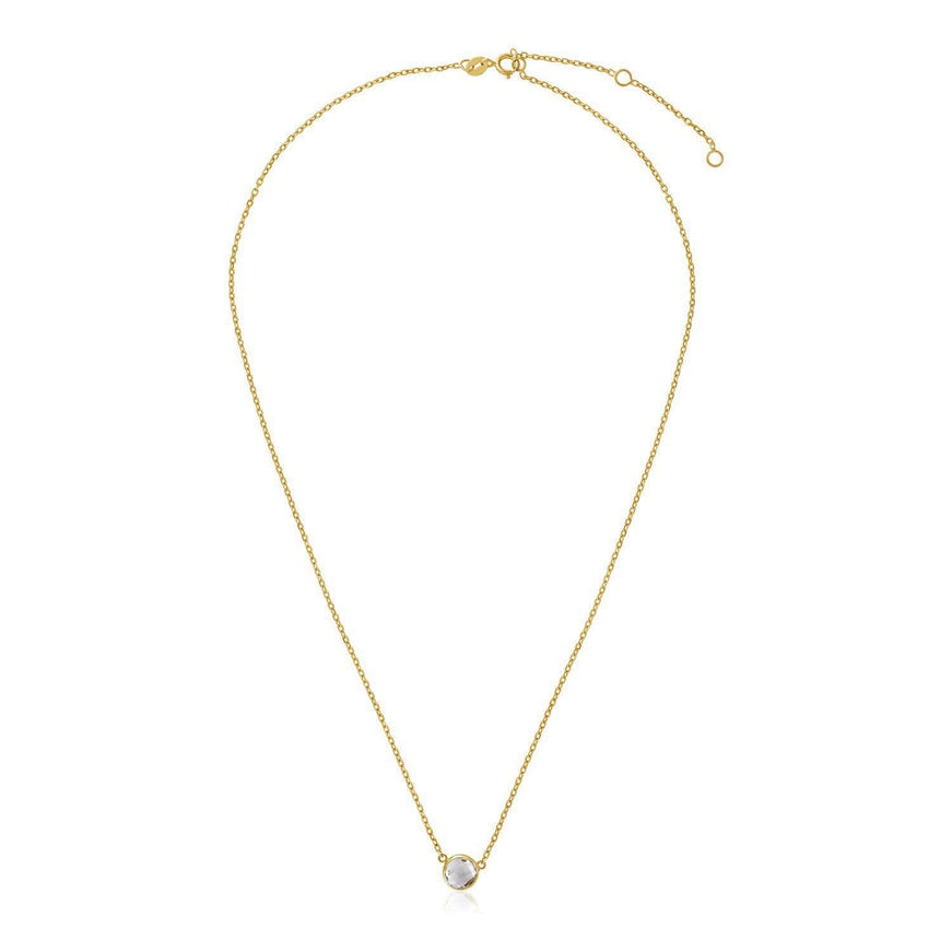 14k Yellow Gold 17 inch Necklace with Round White Topaz - Ellie Belle