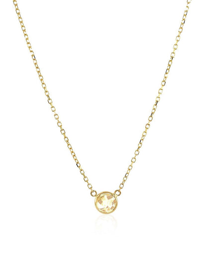 14k Yellow Gold 17 inch Necklace with Round White Topaz - Ellie Belle