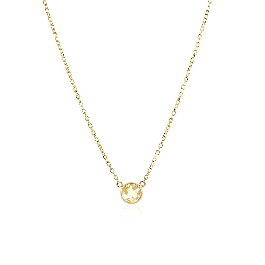 14k Yellow Gold 17 inch Necklace with Round White Topaz - Ellie Belle