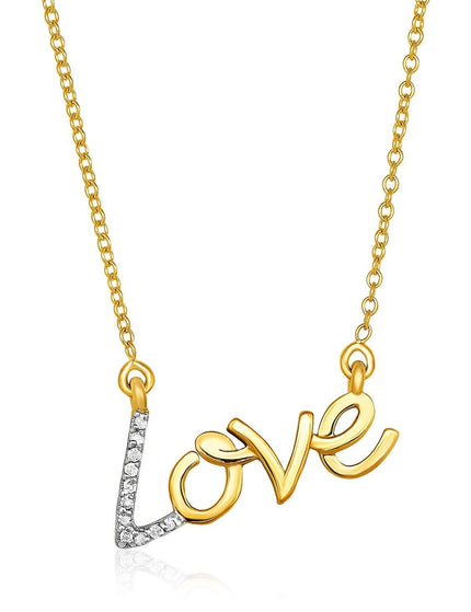 14k Yellow Gold 18 inch Necklace with Gold and Diamond Love Symbol - Ellie Belle