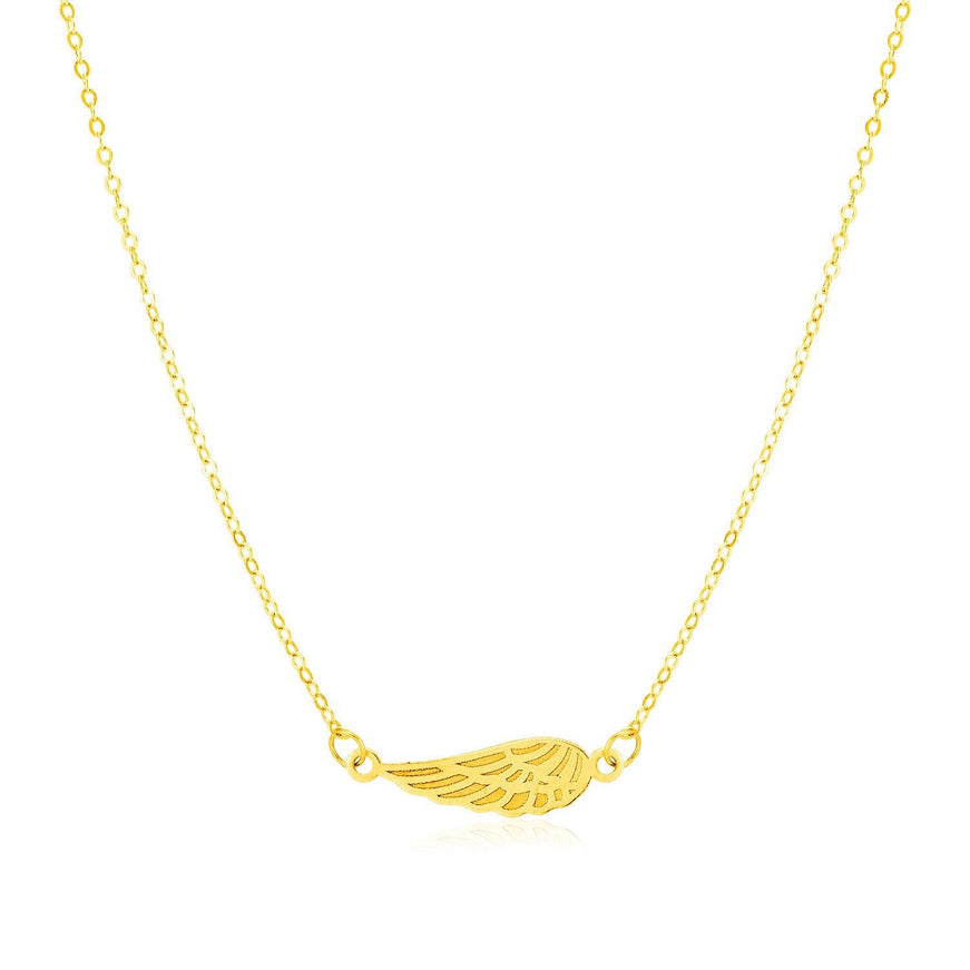 14K Yellow Gold Angel Wing Necklace - Ellie Belle