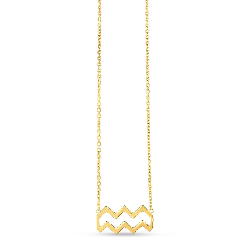 14K Yellow Gold Aquarius Necklace - Ellie Belle