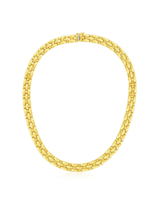 14k Yellow Gold Basket Weave Necklace - Ellie Belle