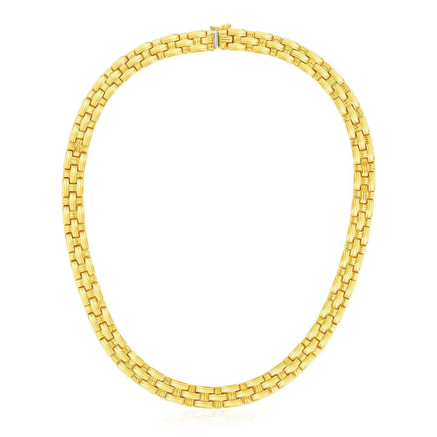 14k Yellow Gold Basket Weave Necklace - Ellie Belle