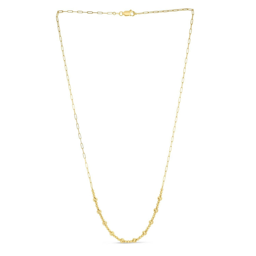 14k Yellow Gold Bead Paperclip Necklace - Ellie Belle