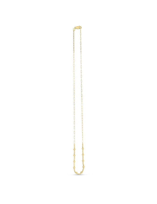 14k Yellow Gold Bead Paperclip Necklace - Ellie Belle