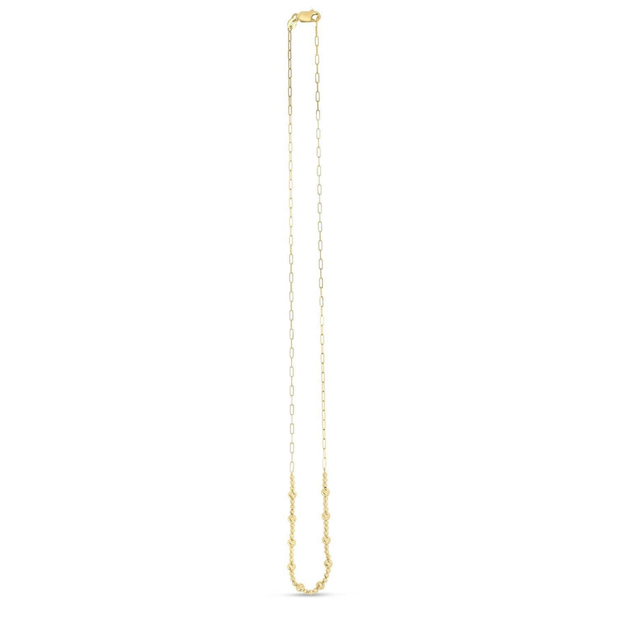 14k Yellow Gold Bead Paperclip Necklace - Ellie Belle