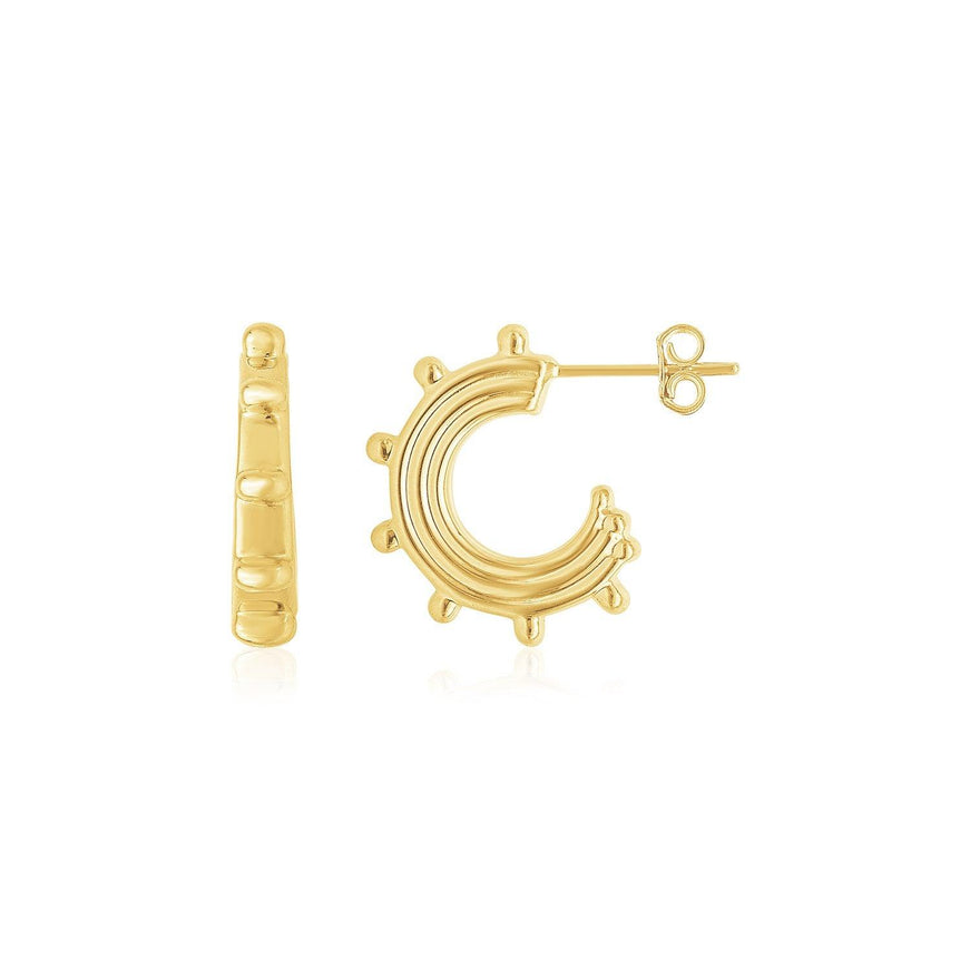 14K Yellow Gold Beaded Station Half Hoops - Ellie Belle