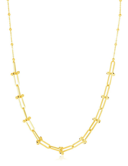 14k Yellow Gold Beaded U Link Chain Necklace - Ellie Belle