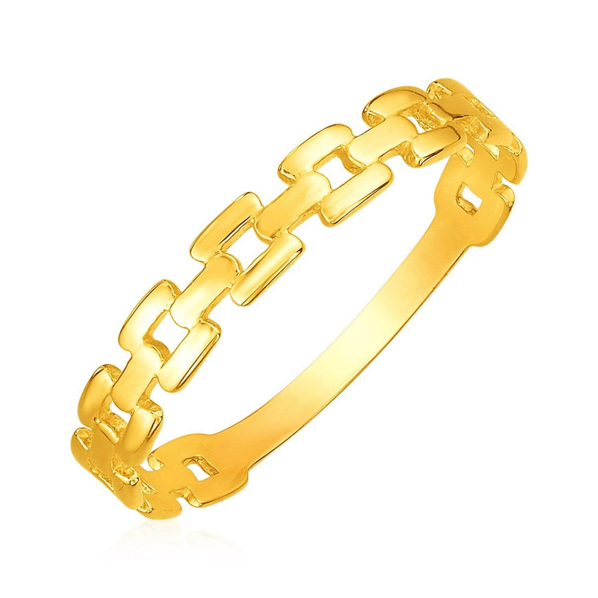 14k Yellow Gold Chain Link Ring - Ellie Belle