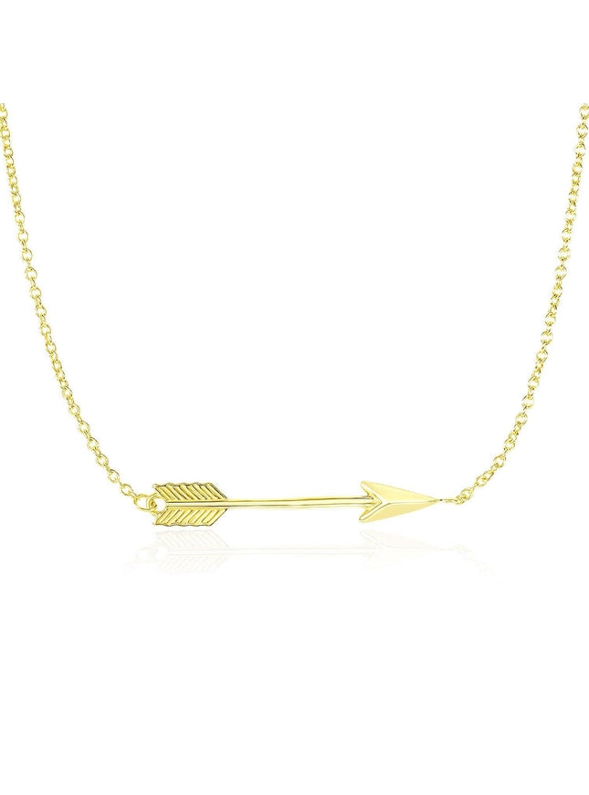 14k Yellow Gold Chain Necklace with Horizontal Arrow Pendant - Ellie Belle