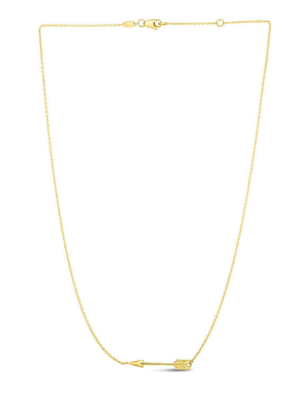 14k Yellow Gold Chain Necklace with Horizontal Arrow Pendant - Ellie Belle