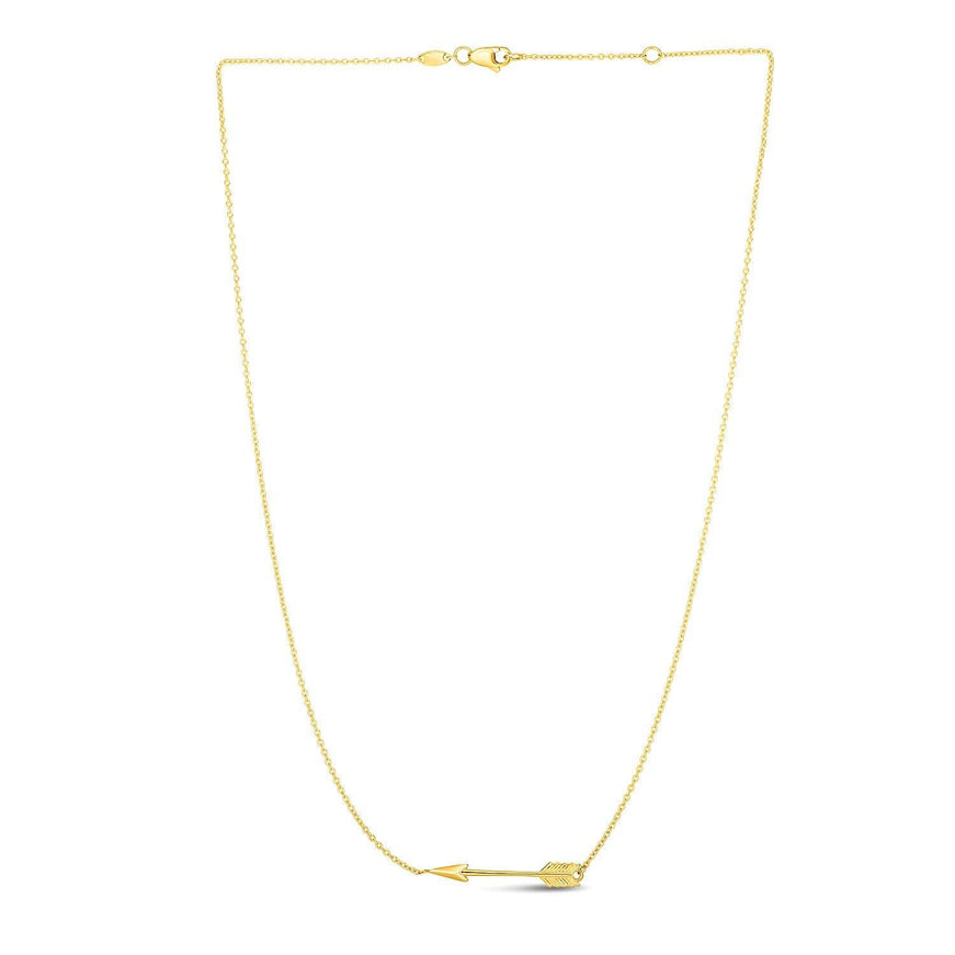 14k Yellow Gold Chain Necklace with Horizontal Arrow Pendant - Ellie Belle