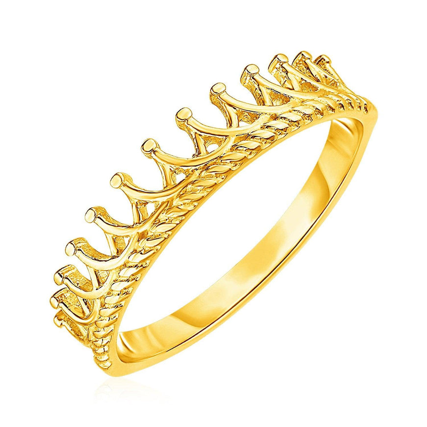 14k Yellow Gold Crown Motif Ring - Ellie Belle