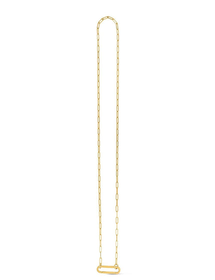 14k Yellow Gold Elongated Link Paperclip Necklace - Ellie Belle