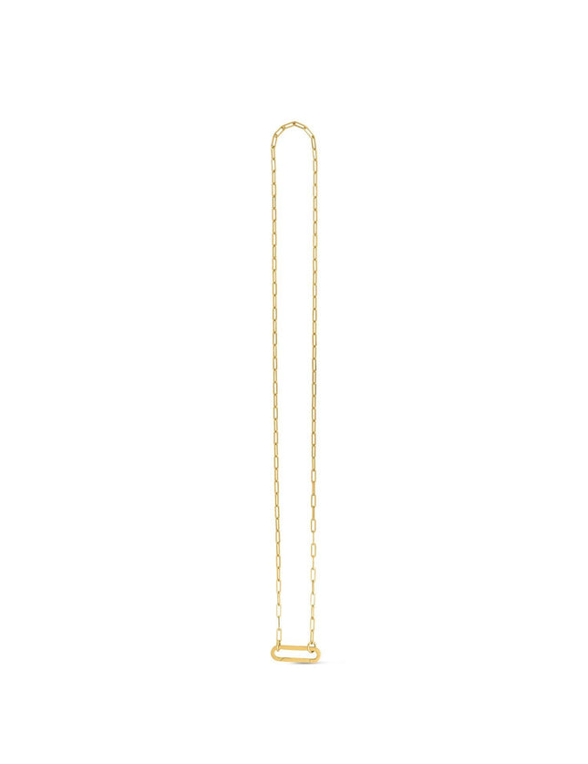 14k Yellow Gold Elongated Link Paperclip Necklace - Ellie Belle