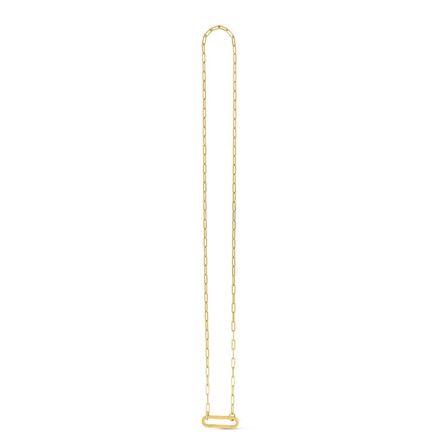 14k Yellow Gold Elongated Link Paperclip Necklace - Ellie Belle