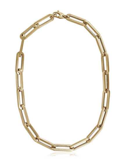 14k Yellow Gold Extra Wide Paperclip Chain Necklace - Ellie Belle