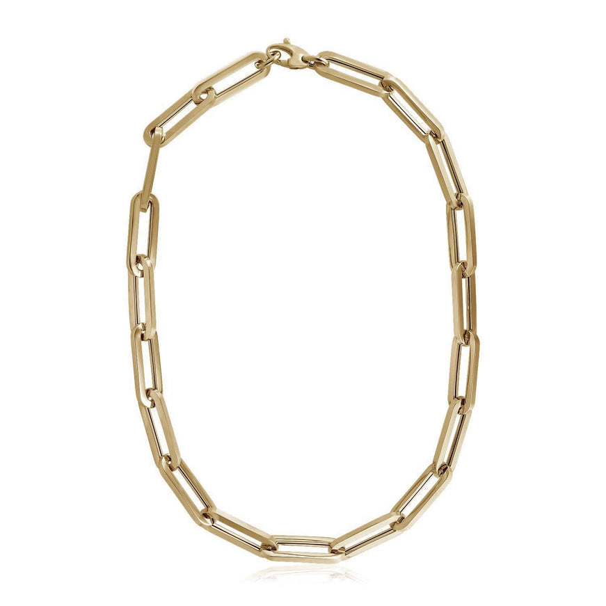 14k Yellow Gold Extra Wide Paperclip Chain Necklace - Ellie Belle