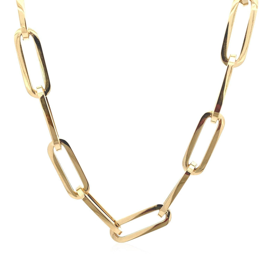 14k Yellow Gold Extra Wide Paperclip Chain Necklace - Ellie Belle