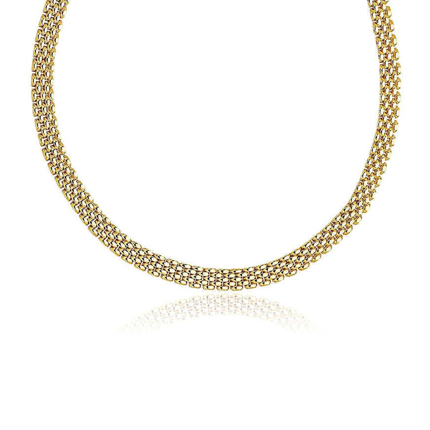 14k Yellow Gold Fancy Polished Multi-Row Panther Link Necklace - Ellie Belle