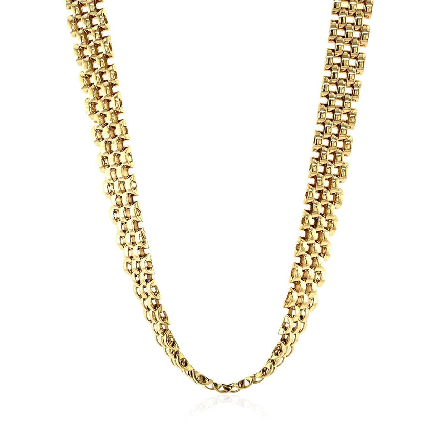 14k Yellow Gold Fancy Polished Multi-Row Panther Link Necklace - Ellie Belle