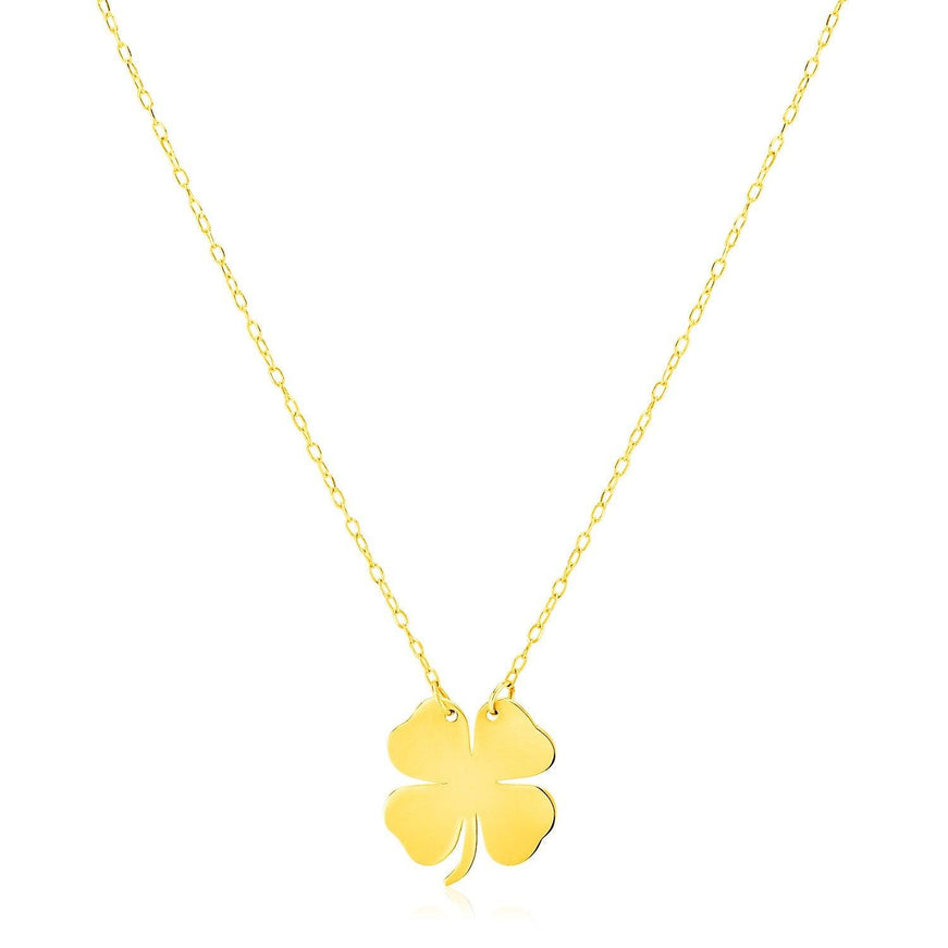 14K Yellow Gold Four Leaf Clover Necklace - Ellie Belle