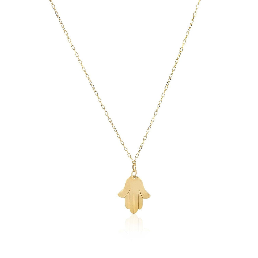 14K Yellow Gold Hand of Hamsa Necklace - Ellie Belle