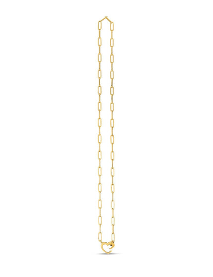 14k Yellow Gold Heart Element Paperclip Necklace - Ellie Belle