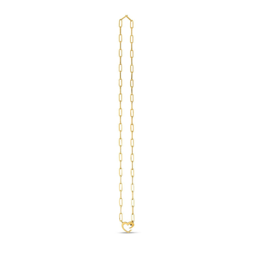 14k Yellow Gold Heart Element Paperclip Necklace - Ellie Belle