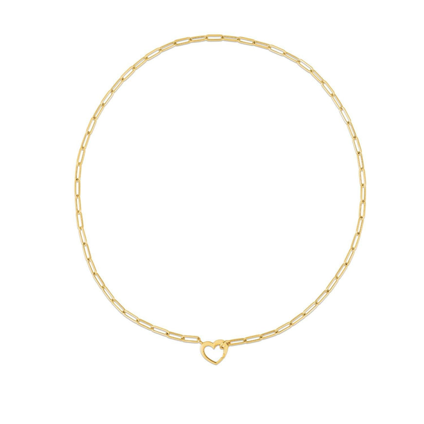 14k Yellow Gold Heart Element Paperclip Necklace - Ellie Belle