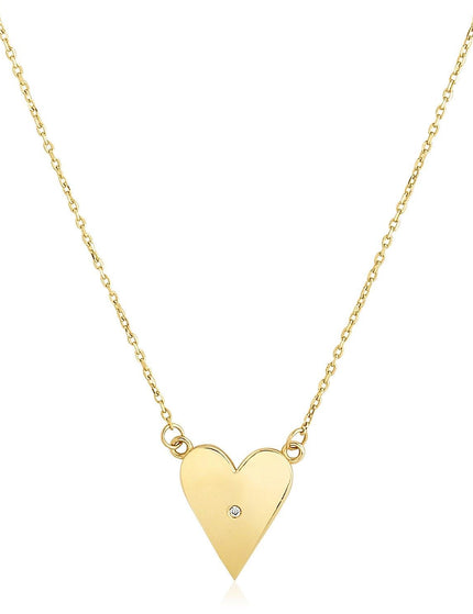 14k Yellow Gold High Polish Elongated Heart Necklace - Ellie Belle