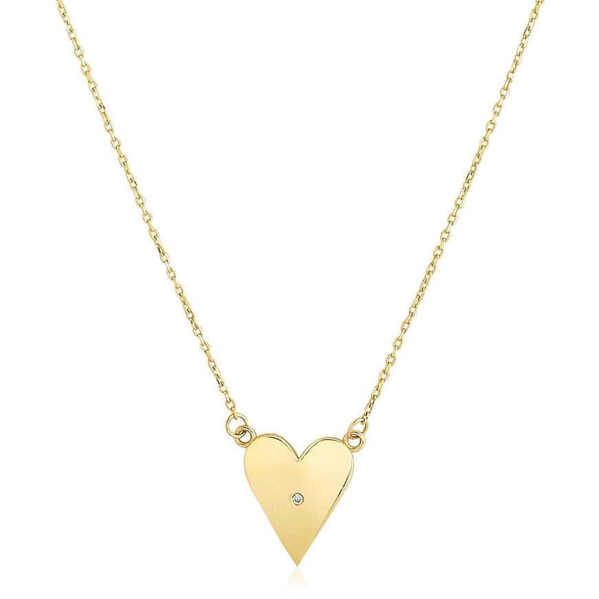 14k Yellow Gold High Polish Elongated Heart Necklace - Ellie Belle