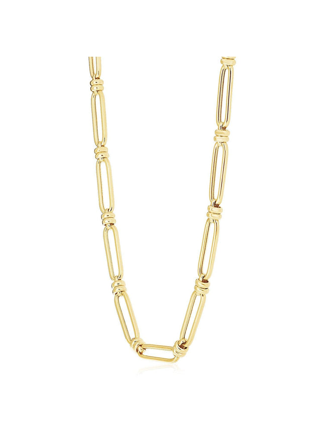 14k Yellow Gold High Polish Elongated Paperclip Jax Link Necklace - Ellie Belle