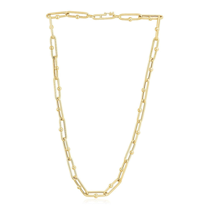 14k Yellow Gold High Polish Elongated Paperclip Jax Link Necklace - Ellie Belle