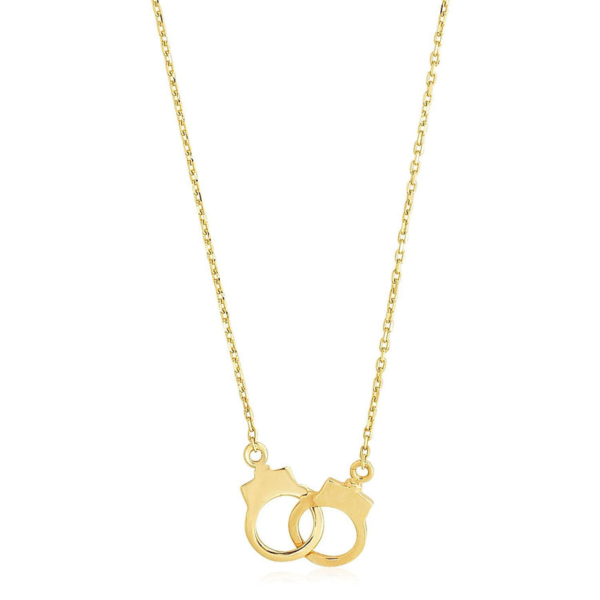 14k Yellow Gold High Polish Handcuff Necklace - Ellie Belle