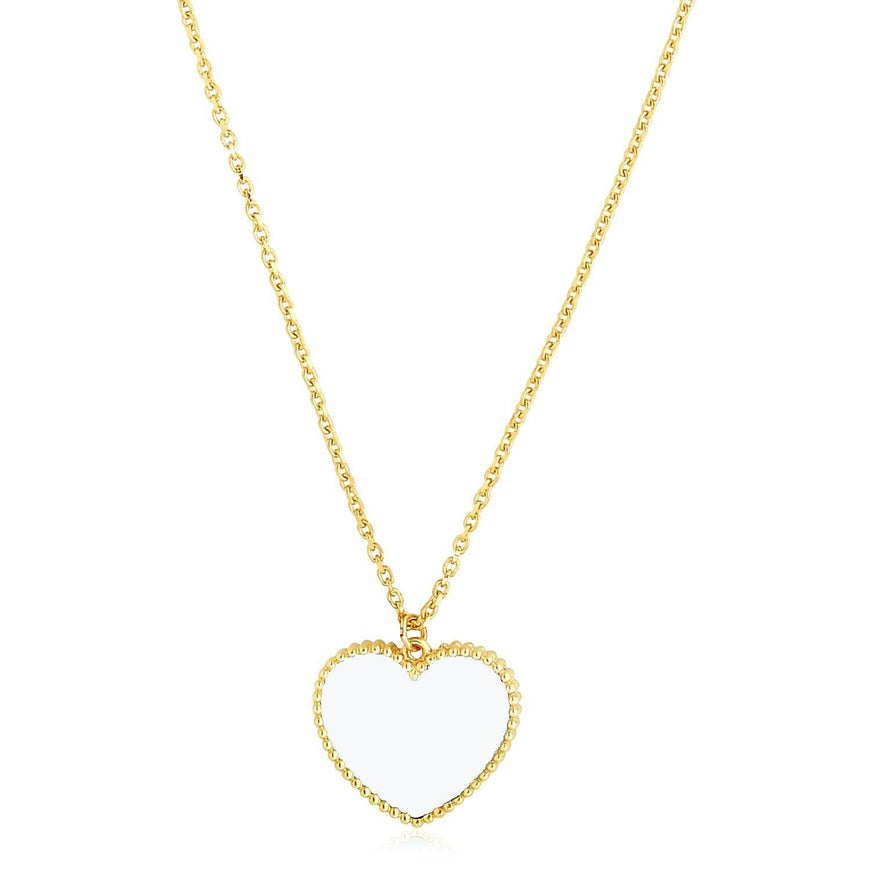 14k Yellow Gold High Polish Heart Pearl Paste Necklace - Ellie Belle