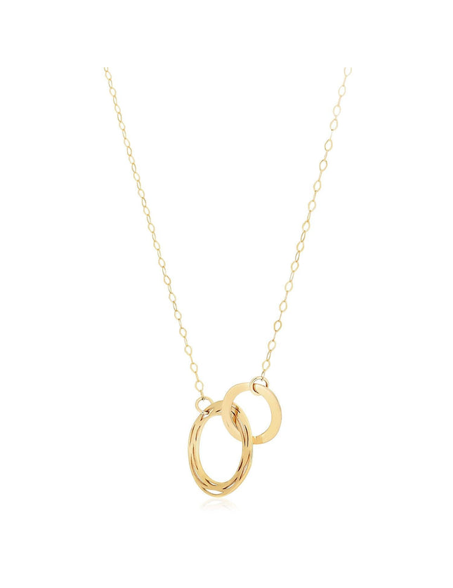 14k Yellow Gold High Polish Linked Double Circle Cutout Necklace - Ellie Belle