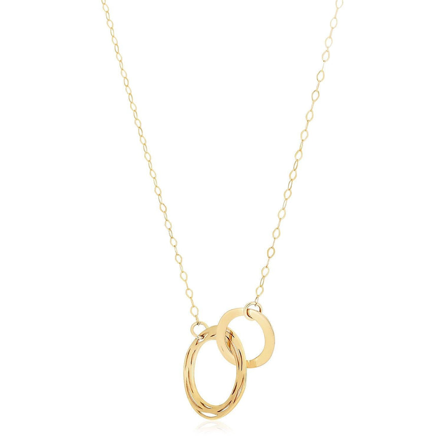 14k Yellow Gold High Polish Linked Double Circle Cutout Necklace - Ellie Belle