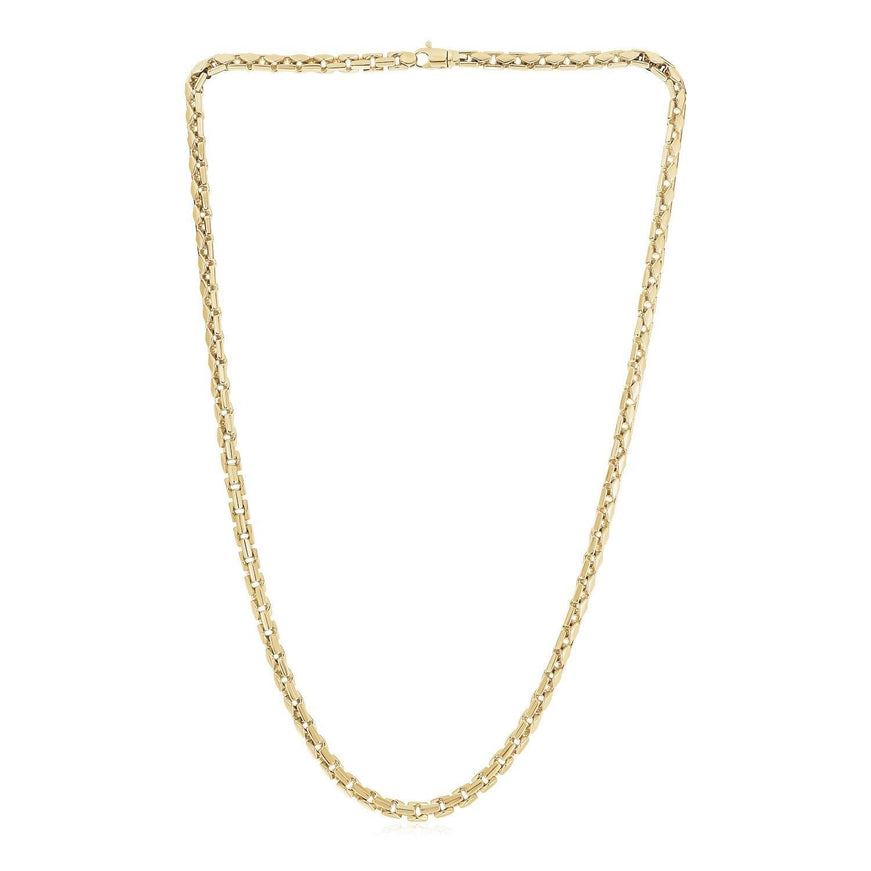 14k Yellow Gold High Polish Mens Fancy Box Necklace (5.0mm) - Ellie Belle