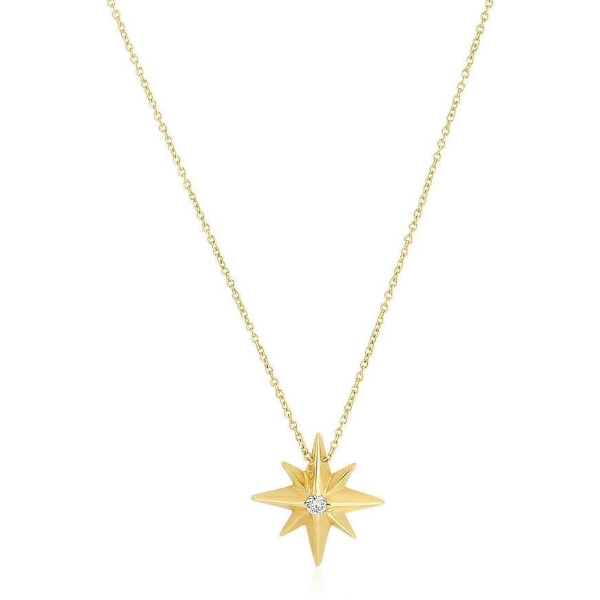 14k Yellow Gold High Polish North Star Necklace - Ellie Belle