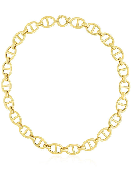 14k Yellow Gold High Polish Oval Mariner Link Necklace (13.8mm) - Ellie Belle