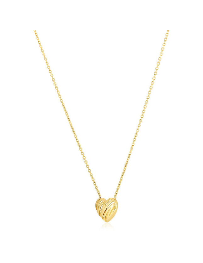 14k Yellow Gold High Polish Scribbles Heart Necklace - Ellie Belle