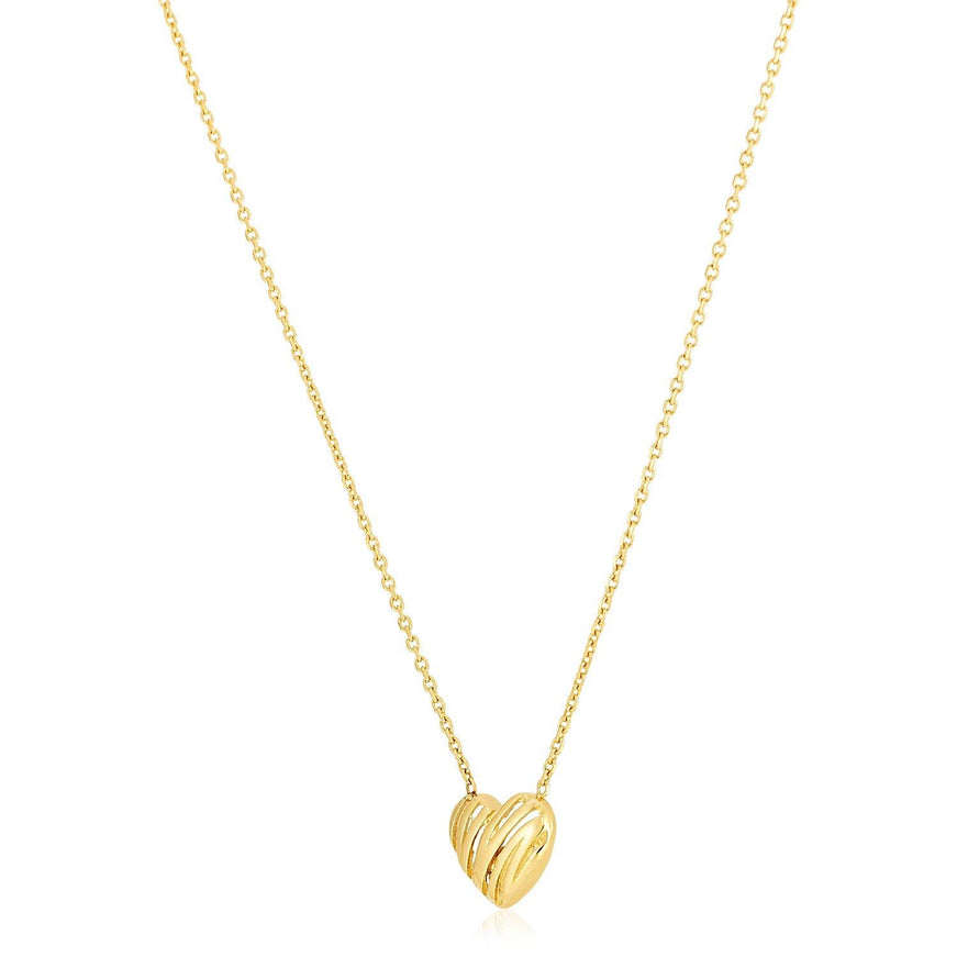 14k Yellow Gold High Polish Scribbles Heart Necklace - Ellie Belle