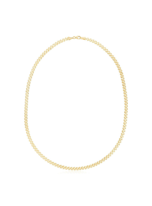 14k Yellow Gold High Polish The Textured Fancy Chain Necklace (4mm) - Ellie Belle