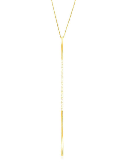 14k Yellow Gold Lariat Necklace with Polished Twisted Bars - Ellie Belle