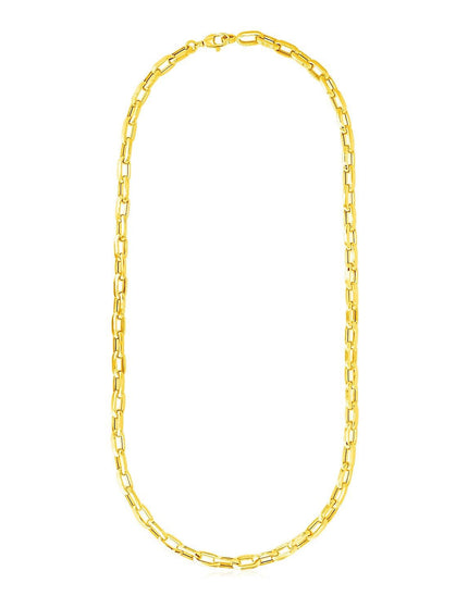 14k Yellow Gold Mens Paperclip Chain Necklace - Ellie Belle