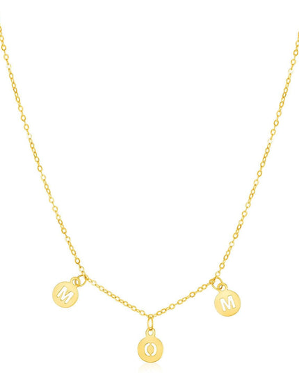 14k Yellow Gold Mom Necklace with Circle Drops - Ellie Belle