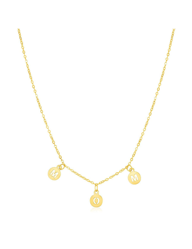 14k Yellow Gold Mom Necklace with Circle Drops - Ellie Belle