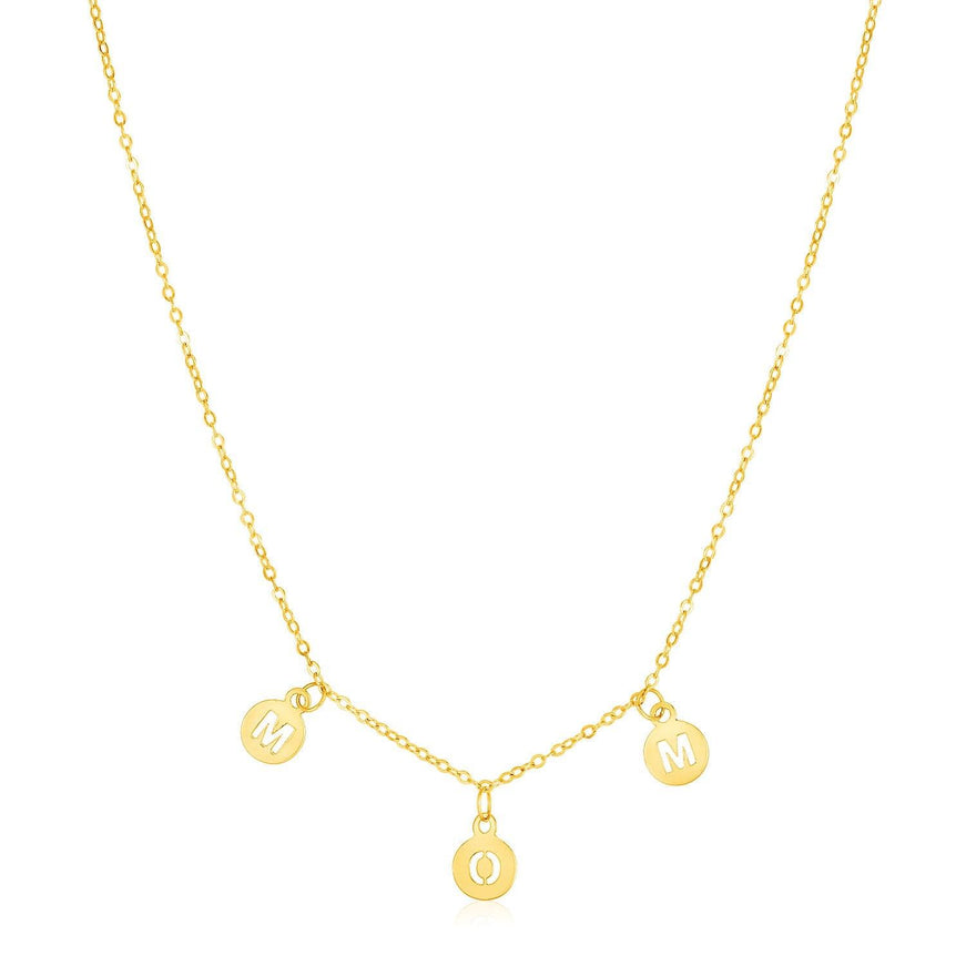 14k Yellow Gold Mom Necklace with Circle Drops - Ellie Belle